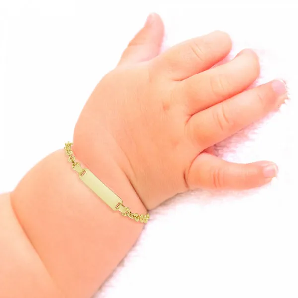 10K Yellow Gold Baby & Toddler Fancy ID Bracelet