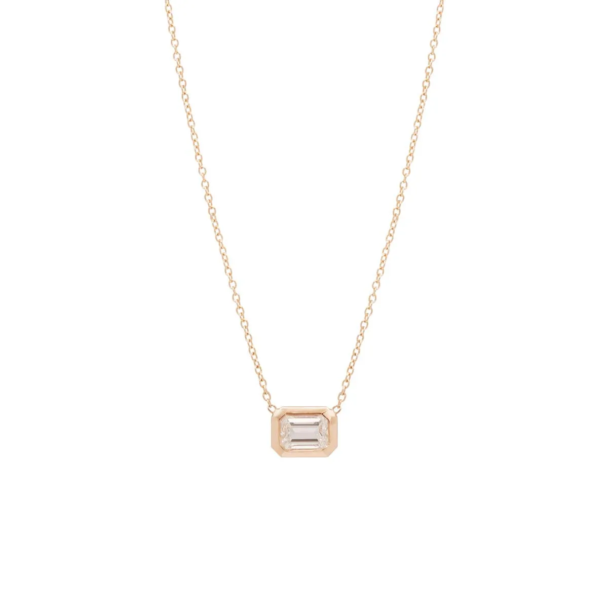 14k Large Emerald Cut Diamond Necklace