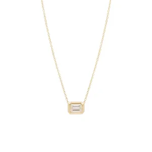 14k Large Emerald Cut Diamond Necklace