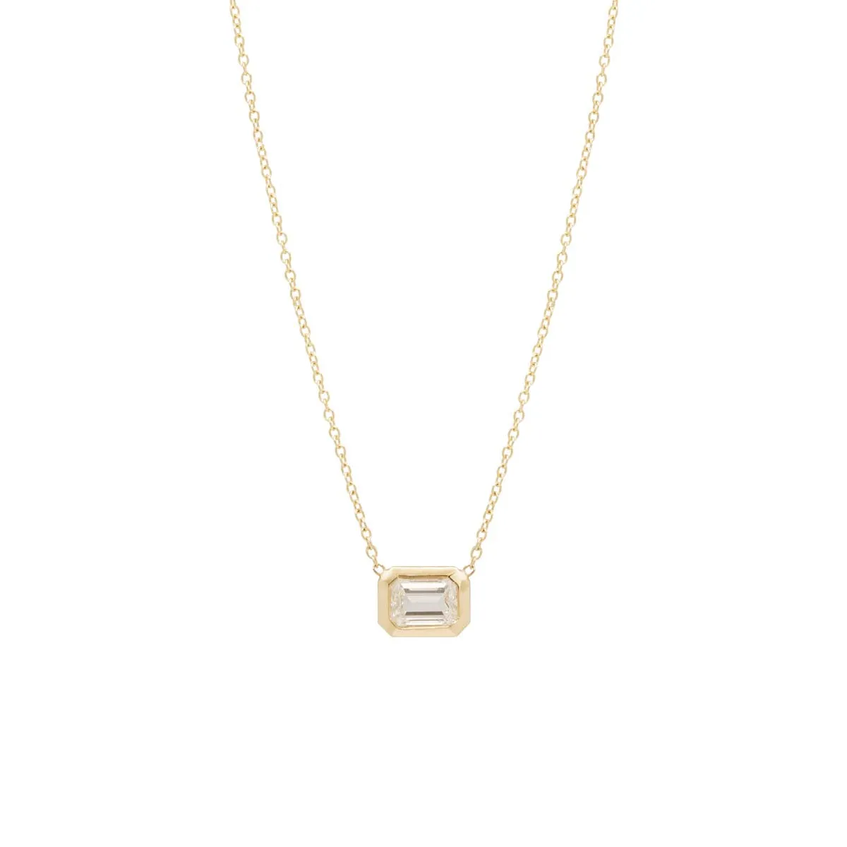 14k Large Emerald Cut Diamond Necklace