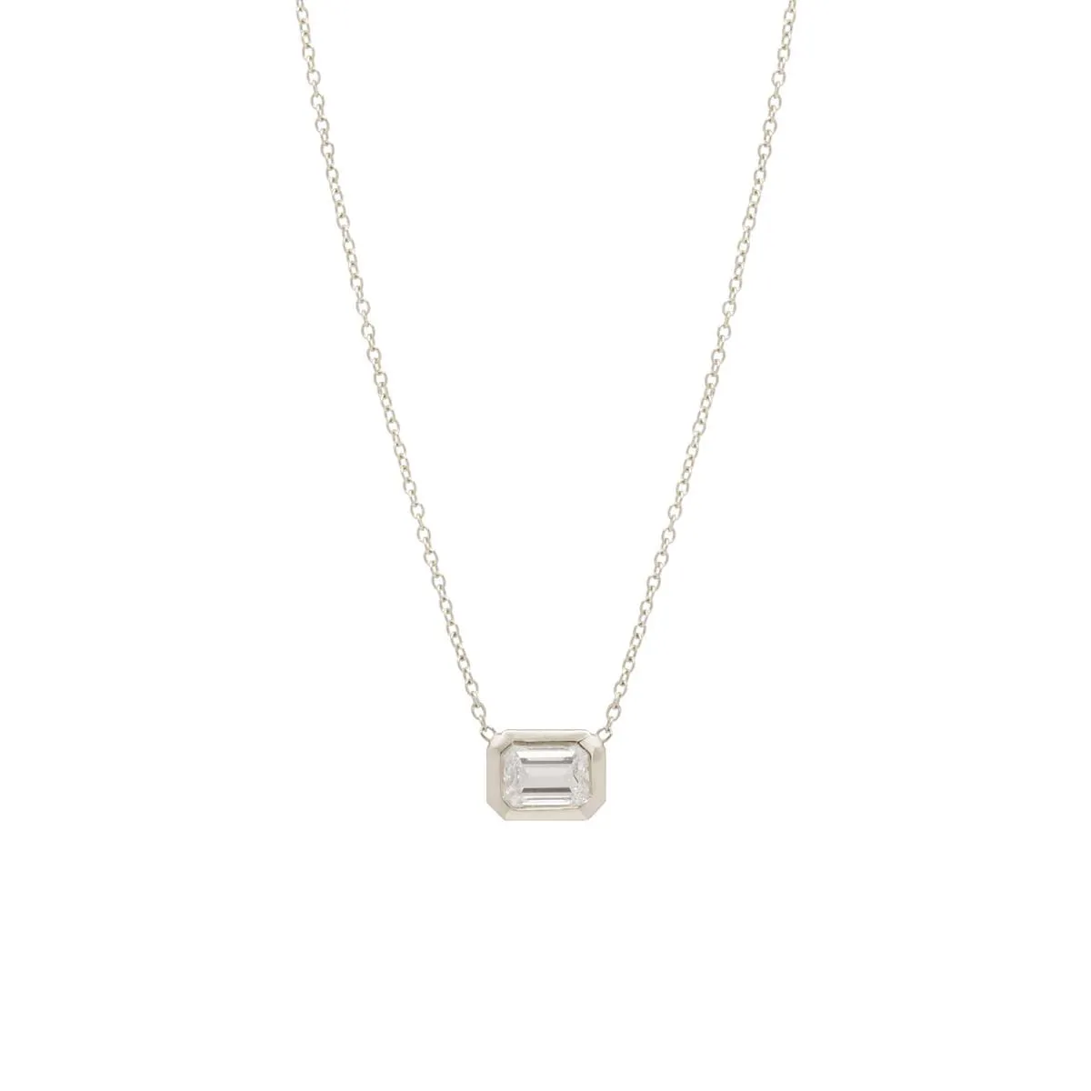 14k Large Emerald Cut Diamond Necklace