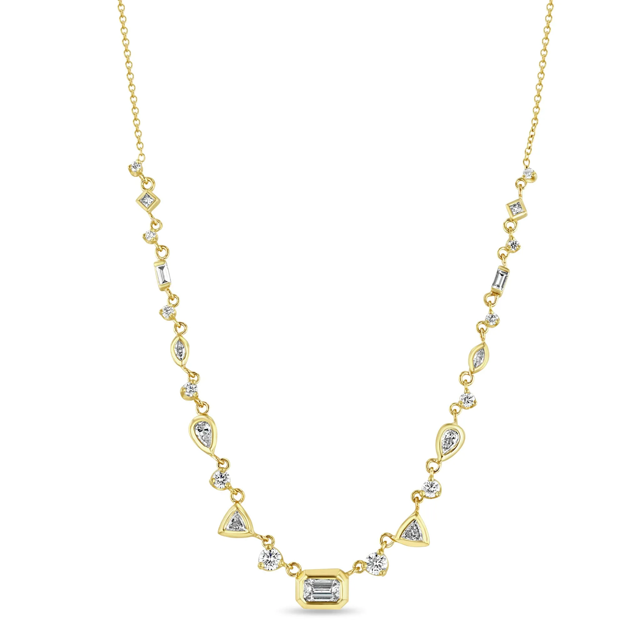 14k Linked Mixed Fancy Cut Diamond Necklace