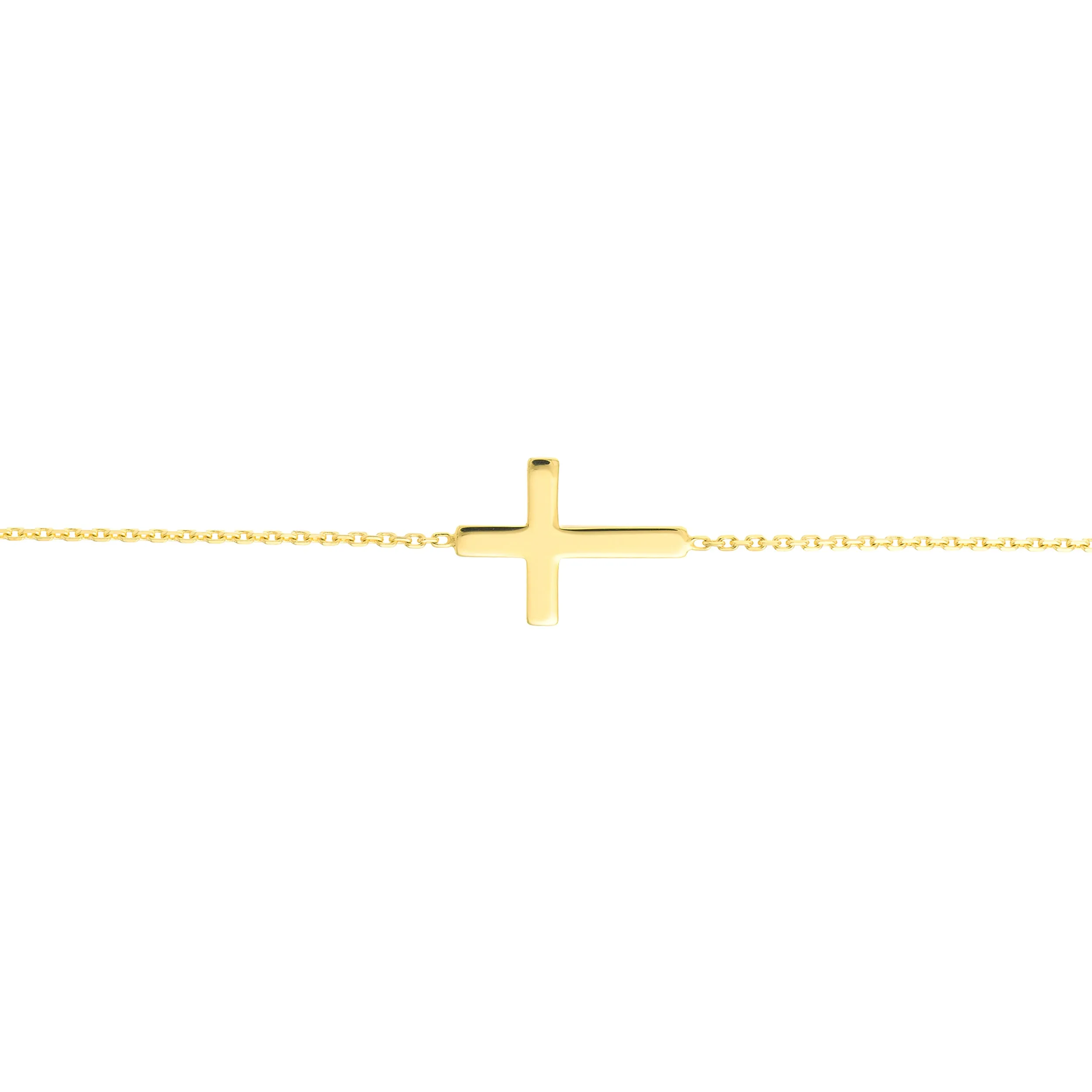 14K Solid Yellow Gold Cross Bracelet