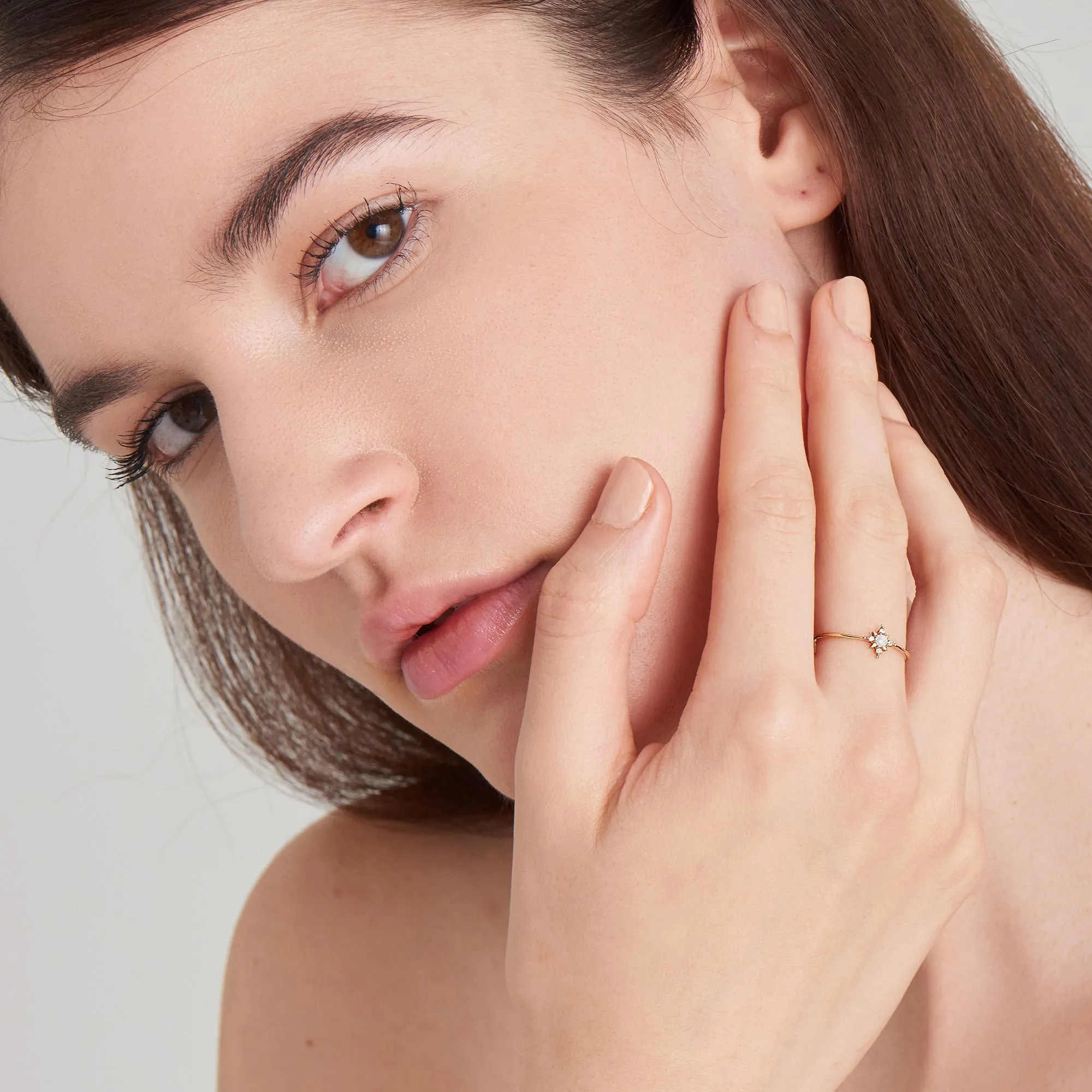 14kt Gold Opal and White Sapphire Star Ring