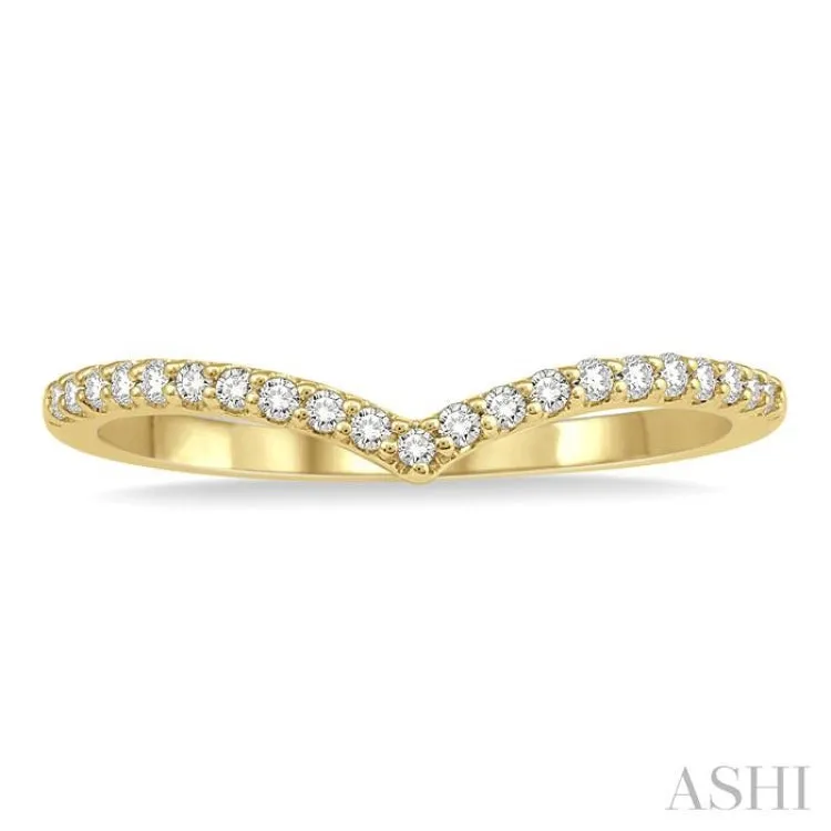 1/6 Ctw Curve V-Drop Round Cut Diamond Ladies Ring in 14K Yellow Gold