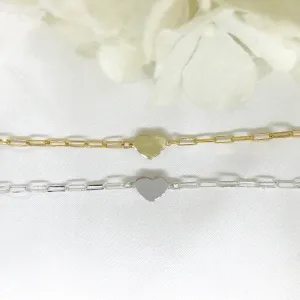 18k/925 Vermeil Paperclip with Engravable Heart bracelet