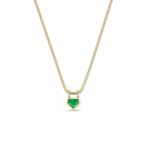 2.09 ctw Shield Emerald Bezel Snake Chain Necklace