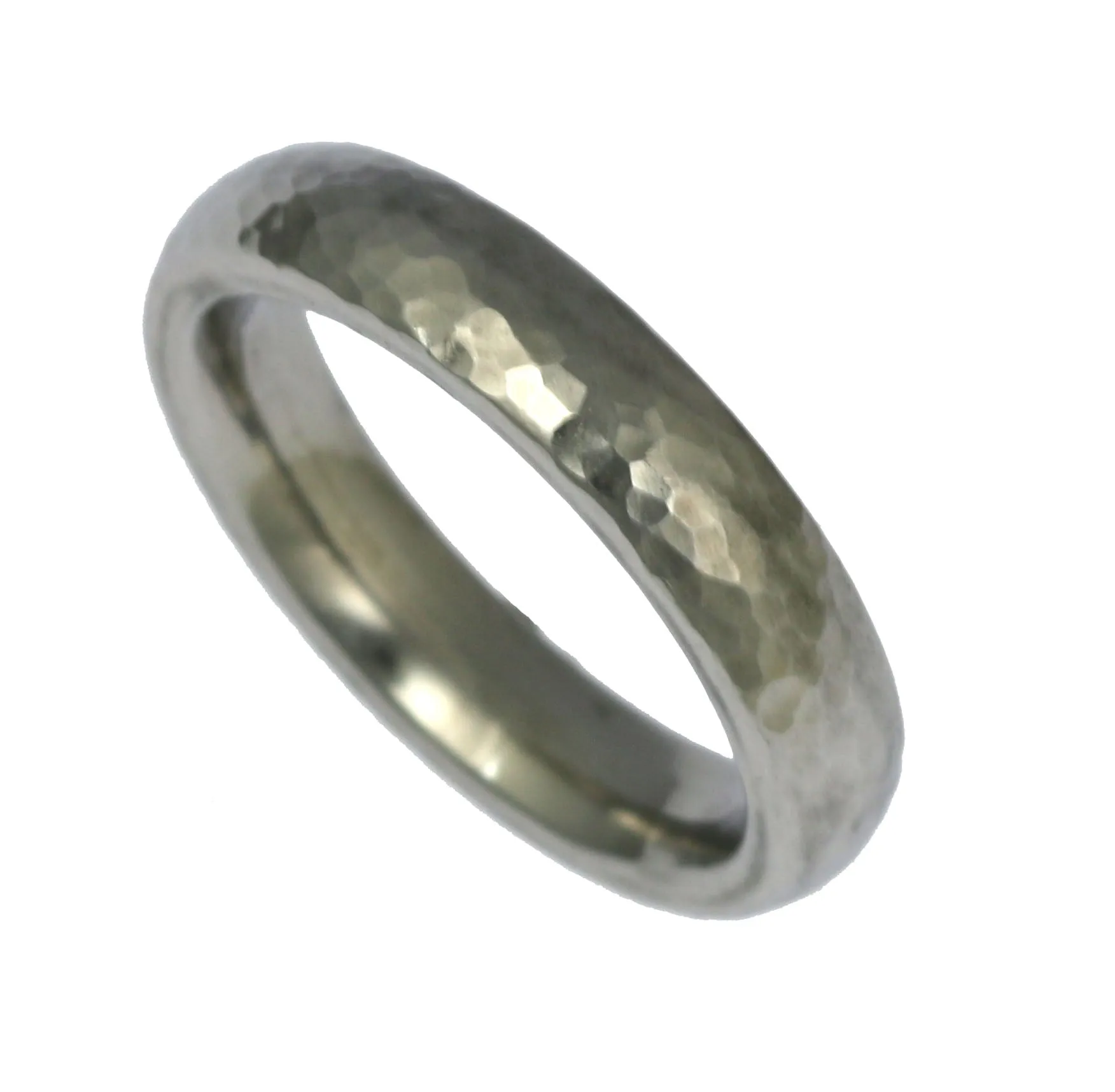 5mm Hammered Domed Stainless Steel Men's Ring