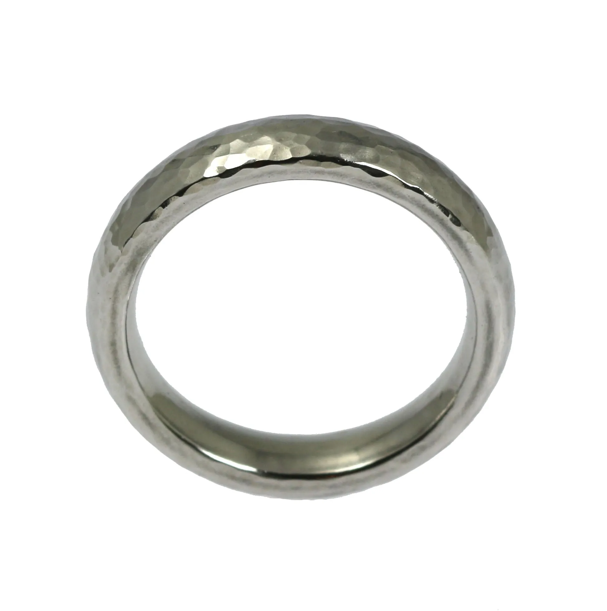 5mm Hammered Domed Stainless Steel Men's Ring