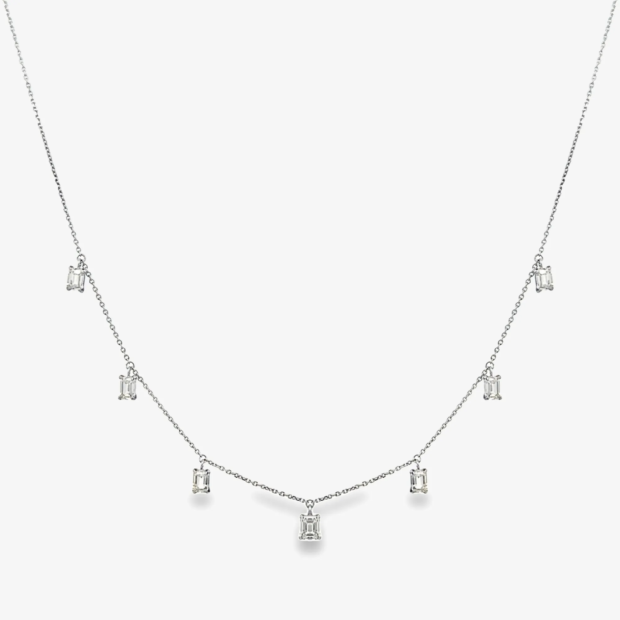 7 Drops By The Yard 1.45CT Emerald Cut Diamond Necklace