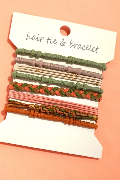 8 Set Olive Hair Tie Bracelet