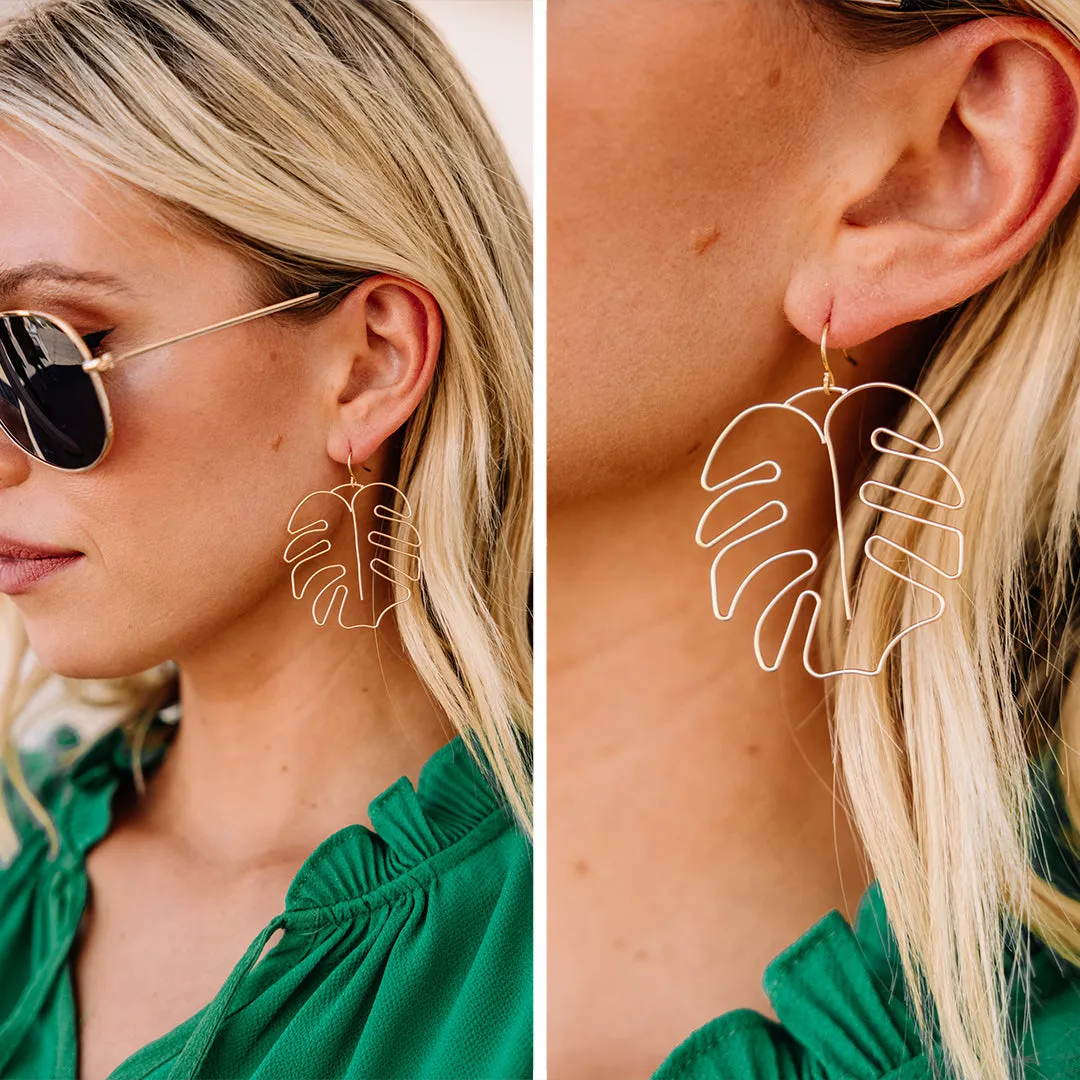 A Day In The Sun Gold Palm Leaf Earrings