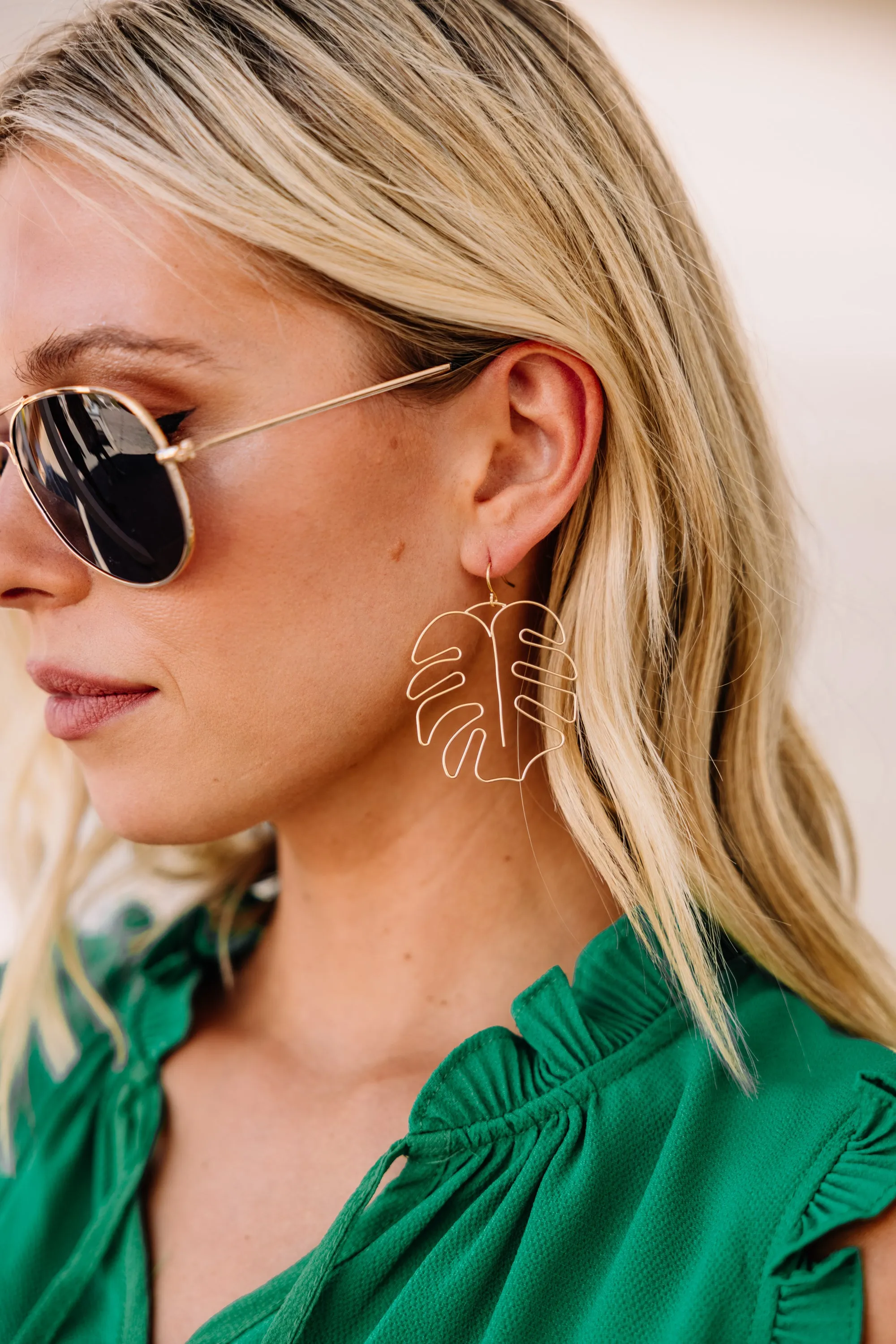 A Day In The Sun Gold Palm Leaf Earrings