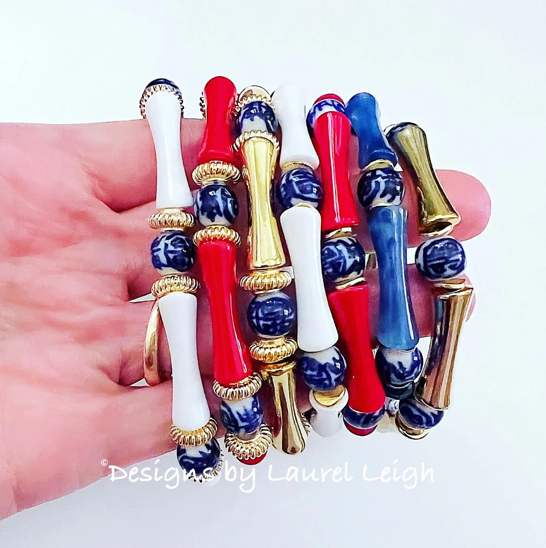 Acrylic Bamboo Chinoiserie Bracelet - 2 Styles