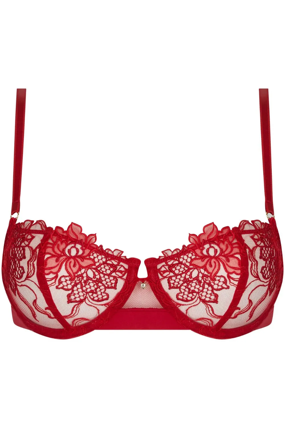 Adorable En Sexy Red Vertical Seam Half Cup Bra