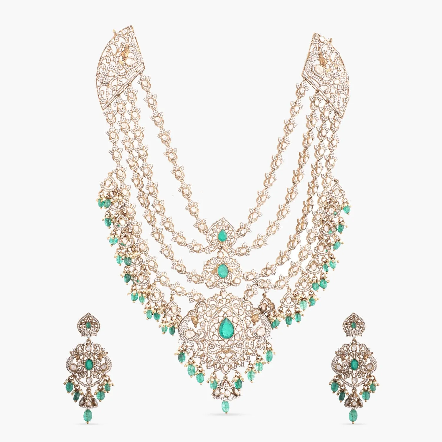 Advaita Moissanite Silver Layered Necklace Set