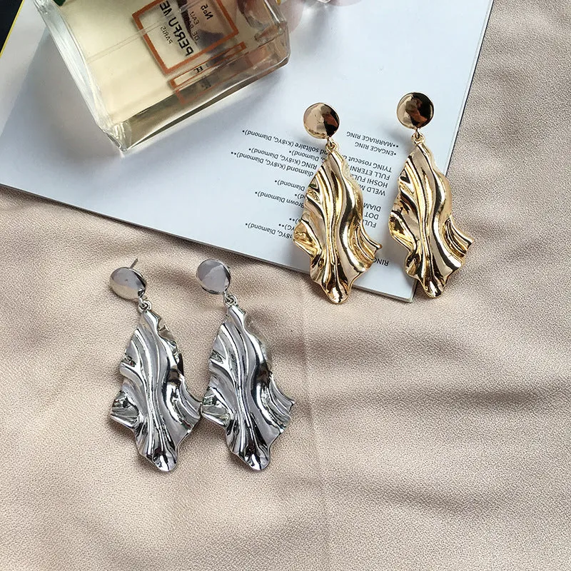 Alloy Water Ripple Exaggerated Earrings - Vienna Verve Collection