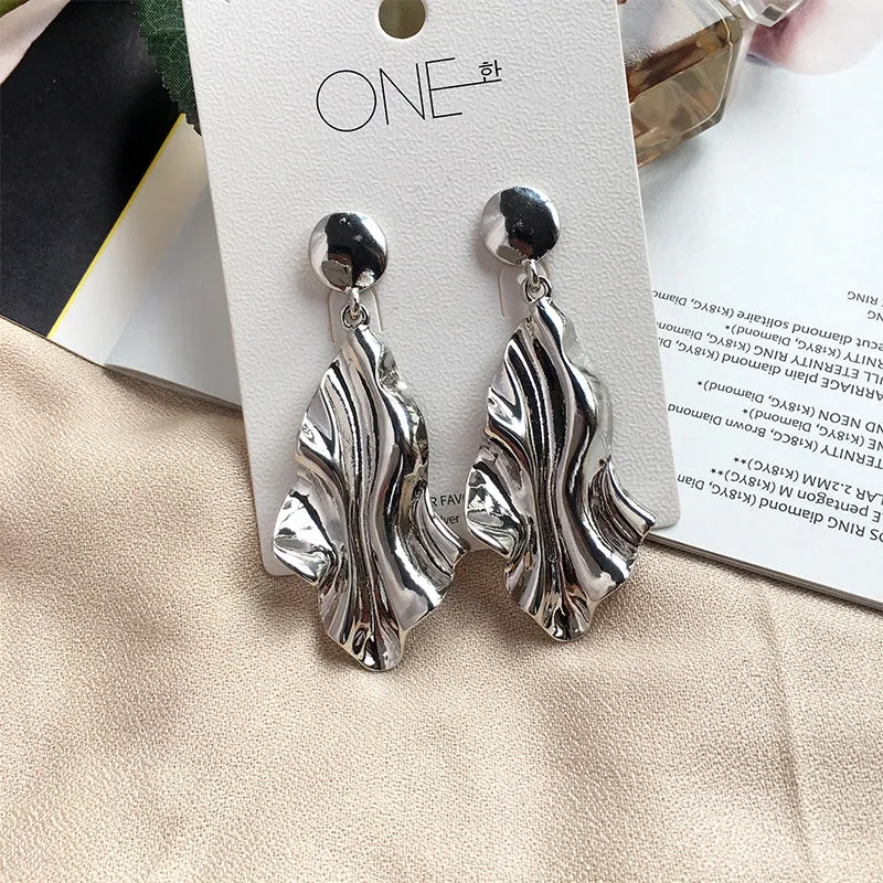 Alloy Water Ripple Exaggerated Earrings - Vienna Verve Collection