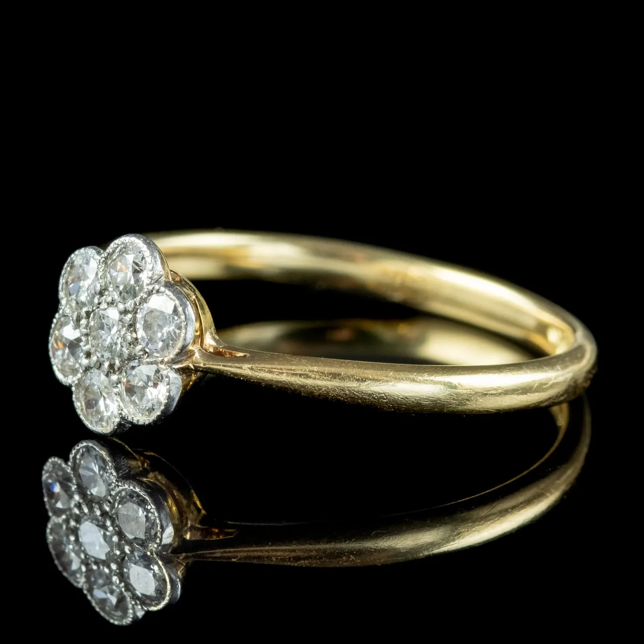 Antique Edwardian Diamond Daisy Cluster Ring 0.35ct Diamond