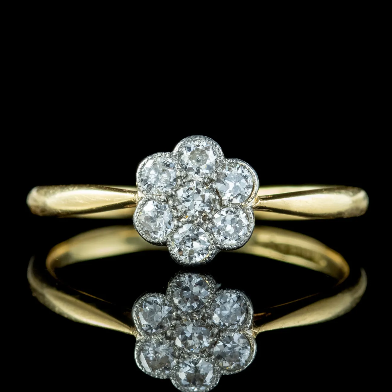 Antique Edwardian Diamond Daisy Cluster Ring 0.35ct Diamond