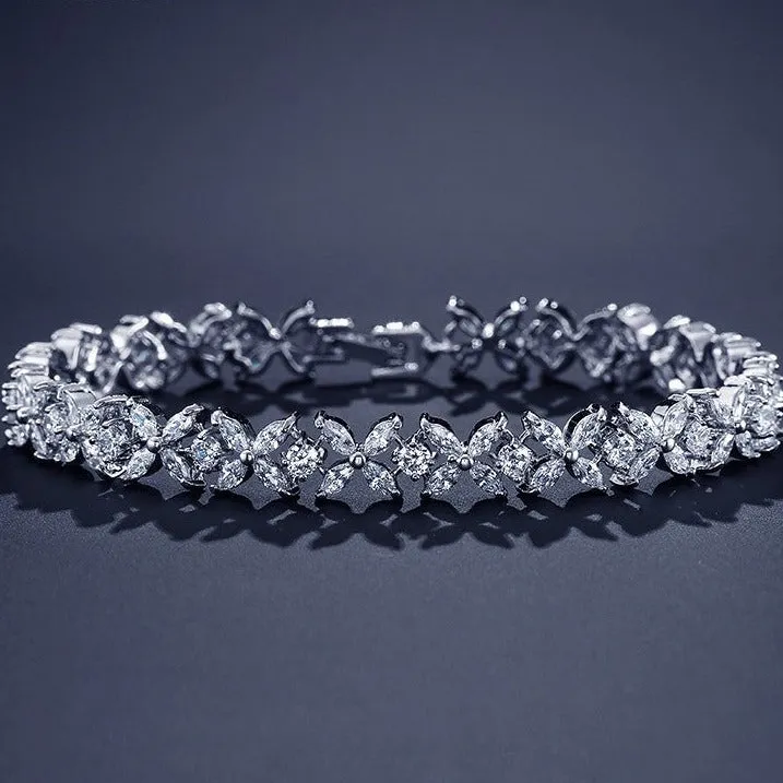 Aurelia Floral Marquise Crystal Bridal Bracelet