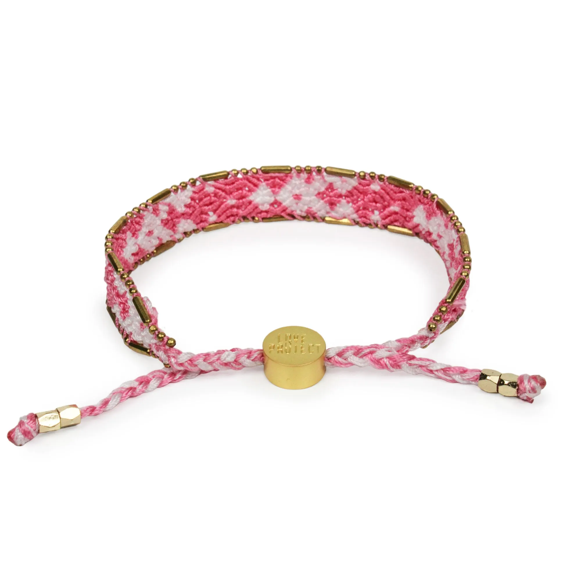 Bali Friendship Bracelet - Pale Pink & White