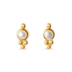 Beaded Pearl Stud Earrings