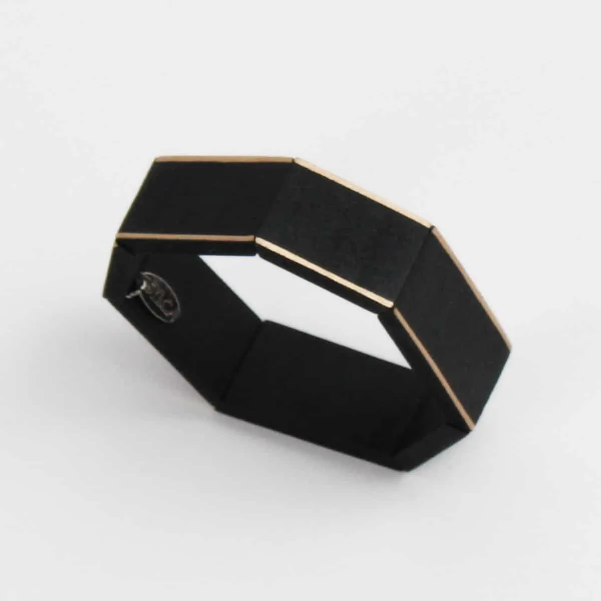 Black Geometric Amelia Bracelet with Gold Trim