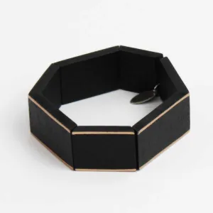 Black Geometric Amelia Bracelet with Gold Trim