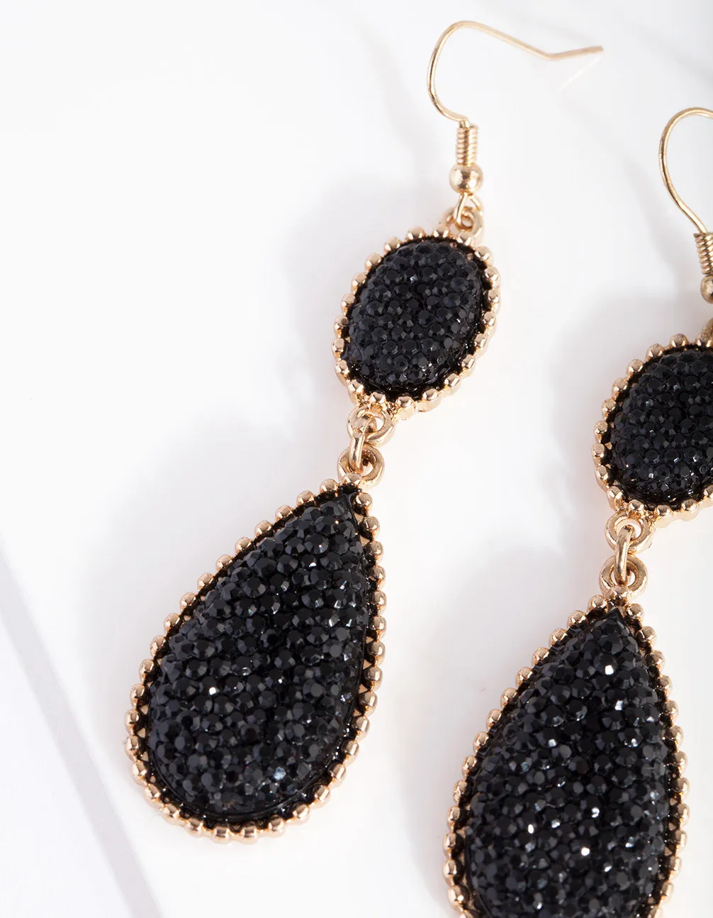 Black Gold Teardrop Jelly Earrings