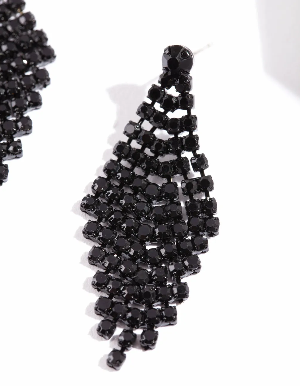 Black Tier Diamante Drop Earrings