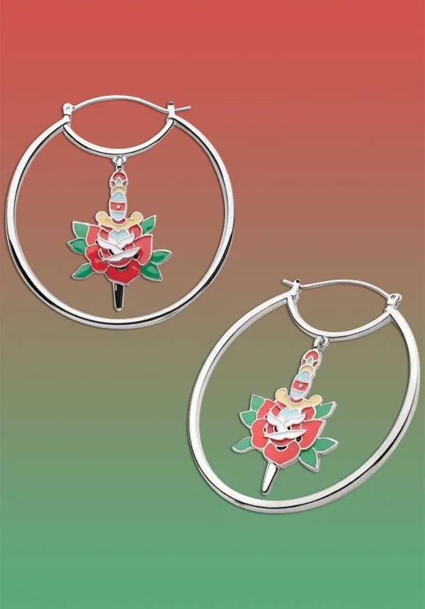 Bleeding Rose | PLUG HOOP EARRINGS*