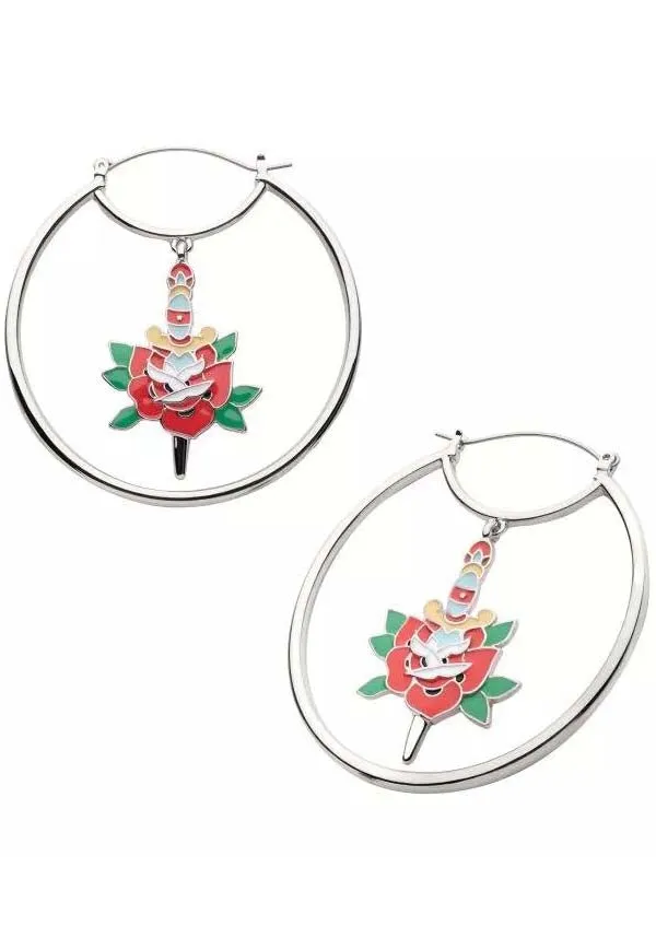 Bleeding Rose | PLUG HOOP EARRINGS*