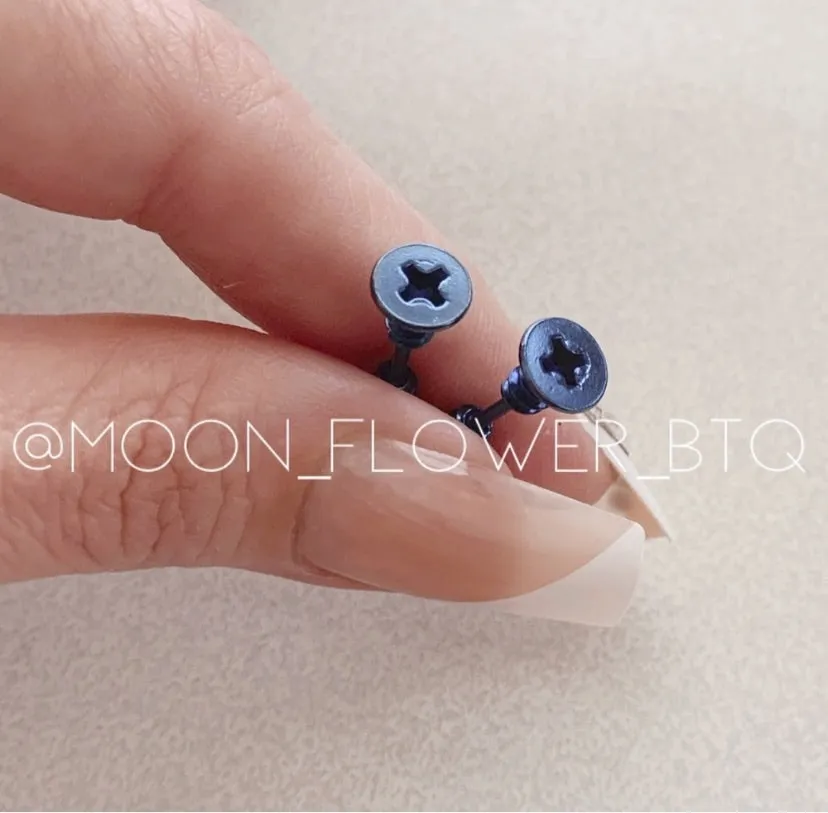 Blue Stainless Steel Screw Stud Earrings