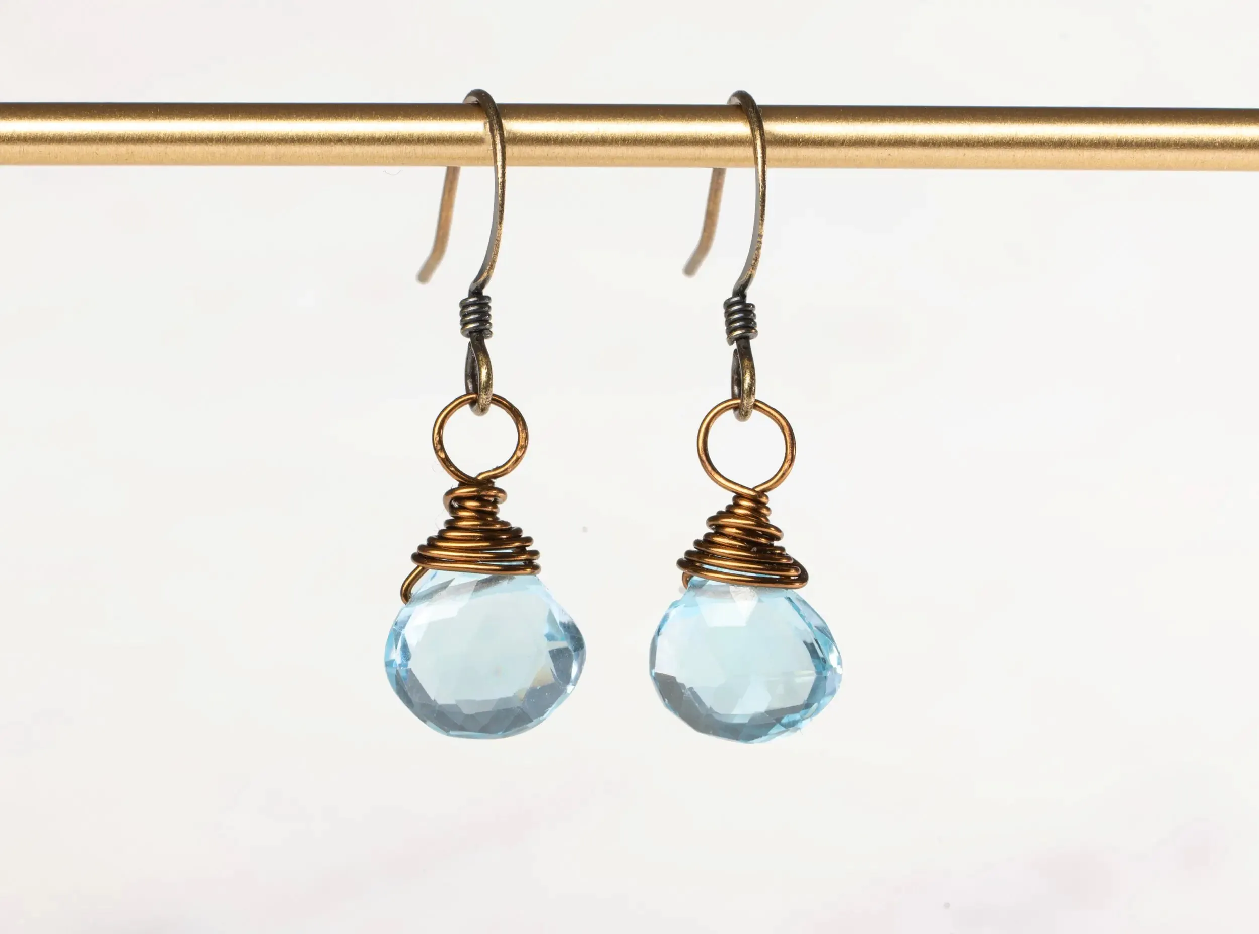 Blue Topaz Wrapped Earrings