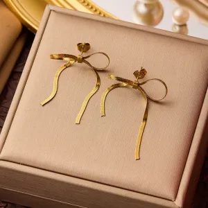 Bow Shaped stud Hoop Gold Earring JLT12980