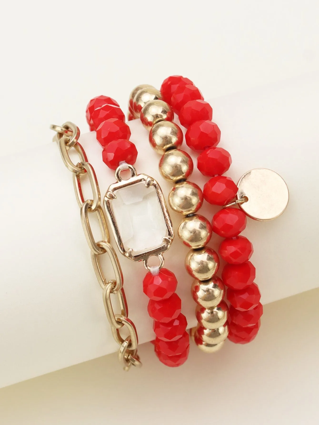 CB2169 Metallic And Faceted Beaded Bracelet Set