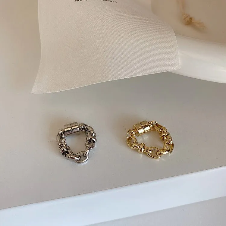 Chain Metal Magnet Ear Bone Clip Earrings