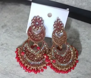 Chandbali Kundan Earrings Pakistani Jewelry Set, Indian chandbali Earrings, Kundan Set, Bollywood Earrings Jewellery Set, Pakistani earrings