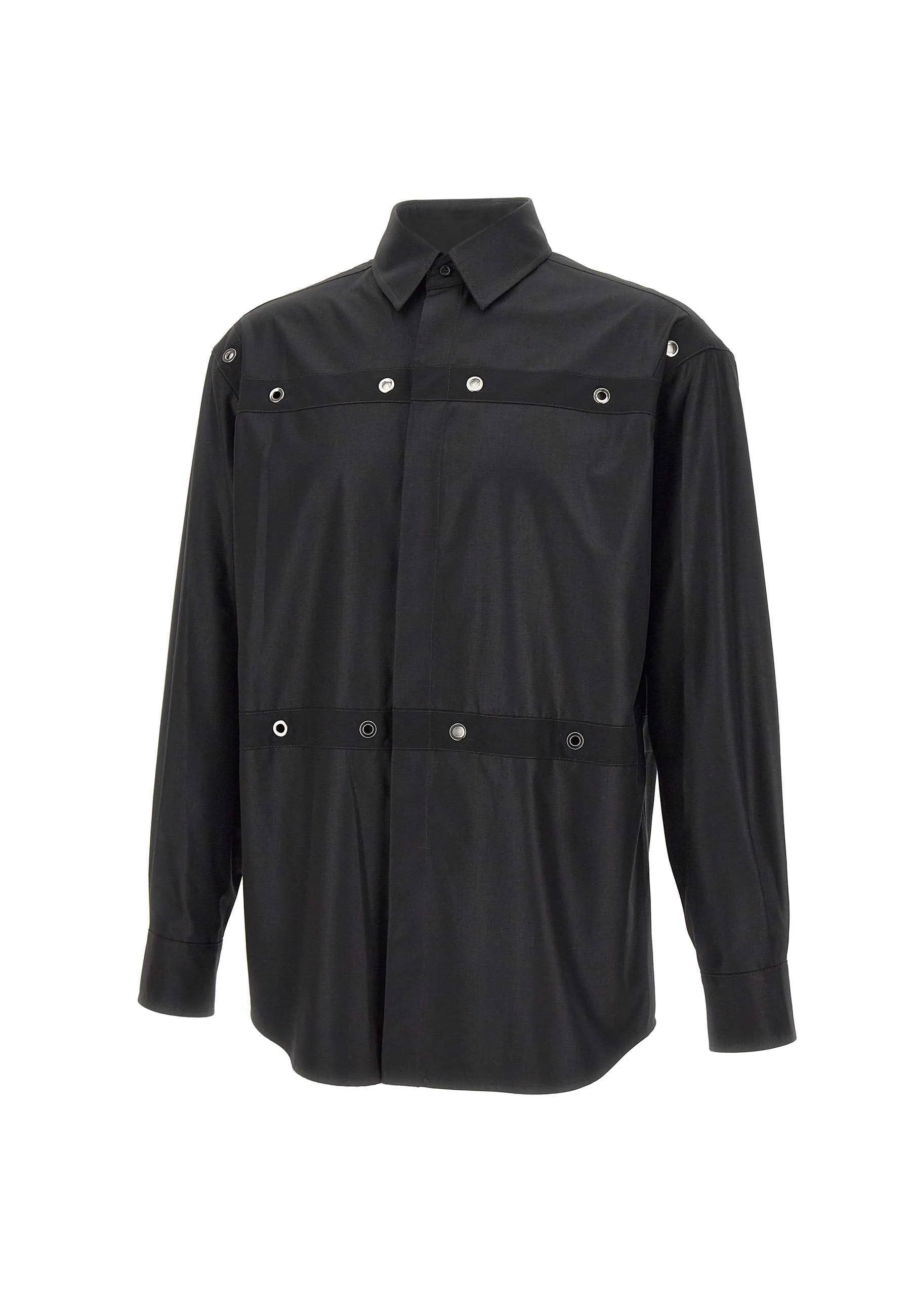 Chinched Cool Wool Shirt in Black