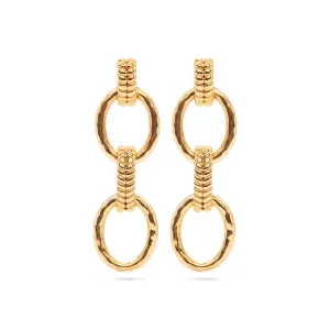 Cleopatra Regal Double Link Earrings - Gold