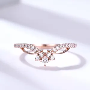 Diamond Rose Gold Wedding Ring Cluster Chevron