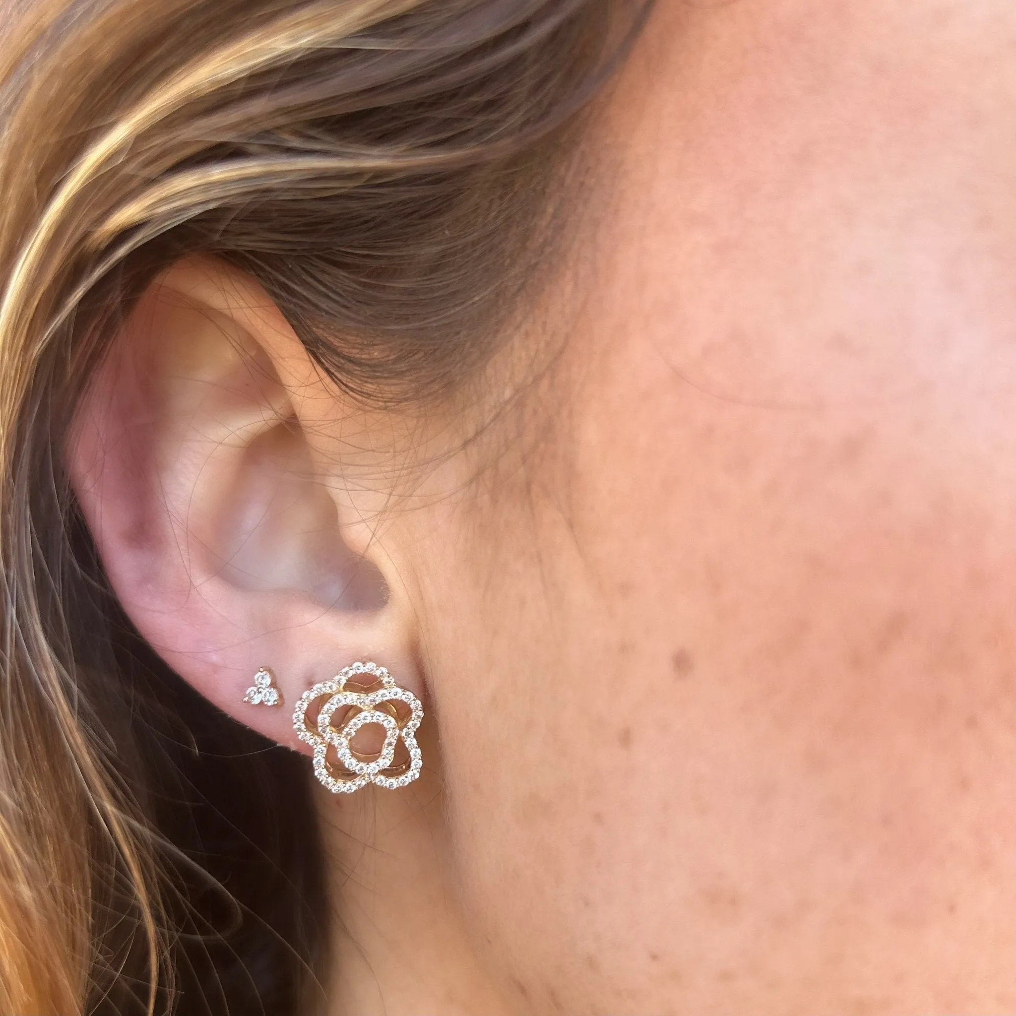 Diamond Rose Studs