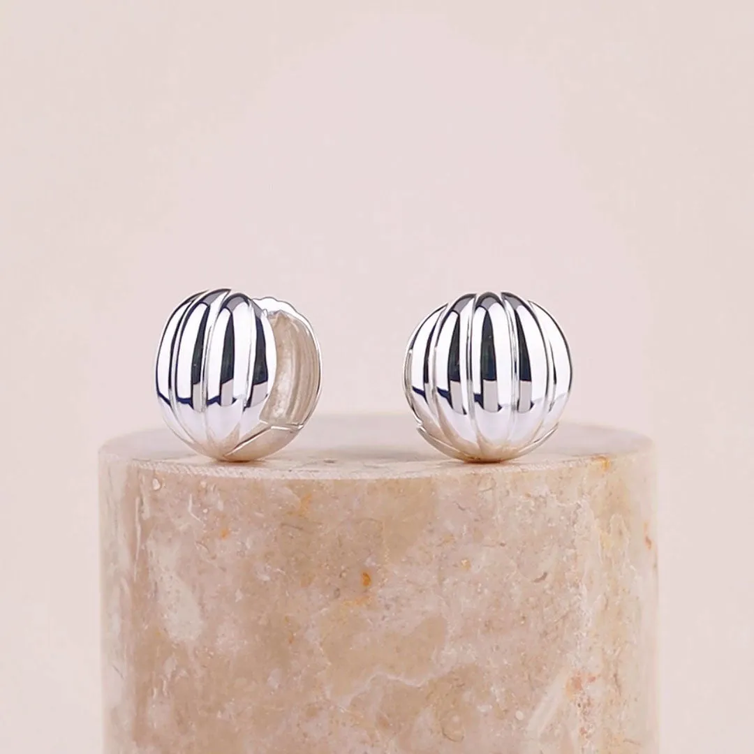 Dome Ripple Silver 20mm Earrings