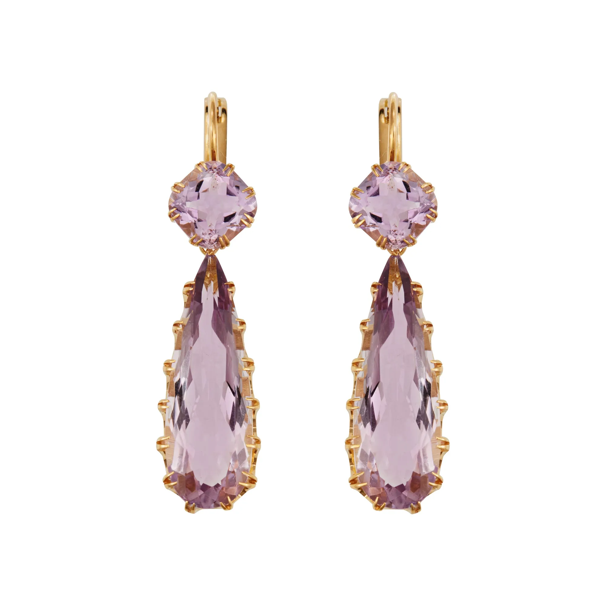 Double Crown Drops Pink Amethyst