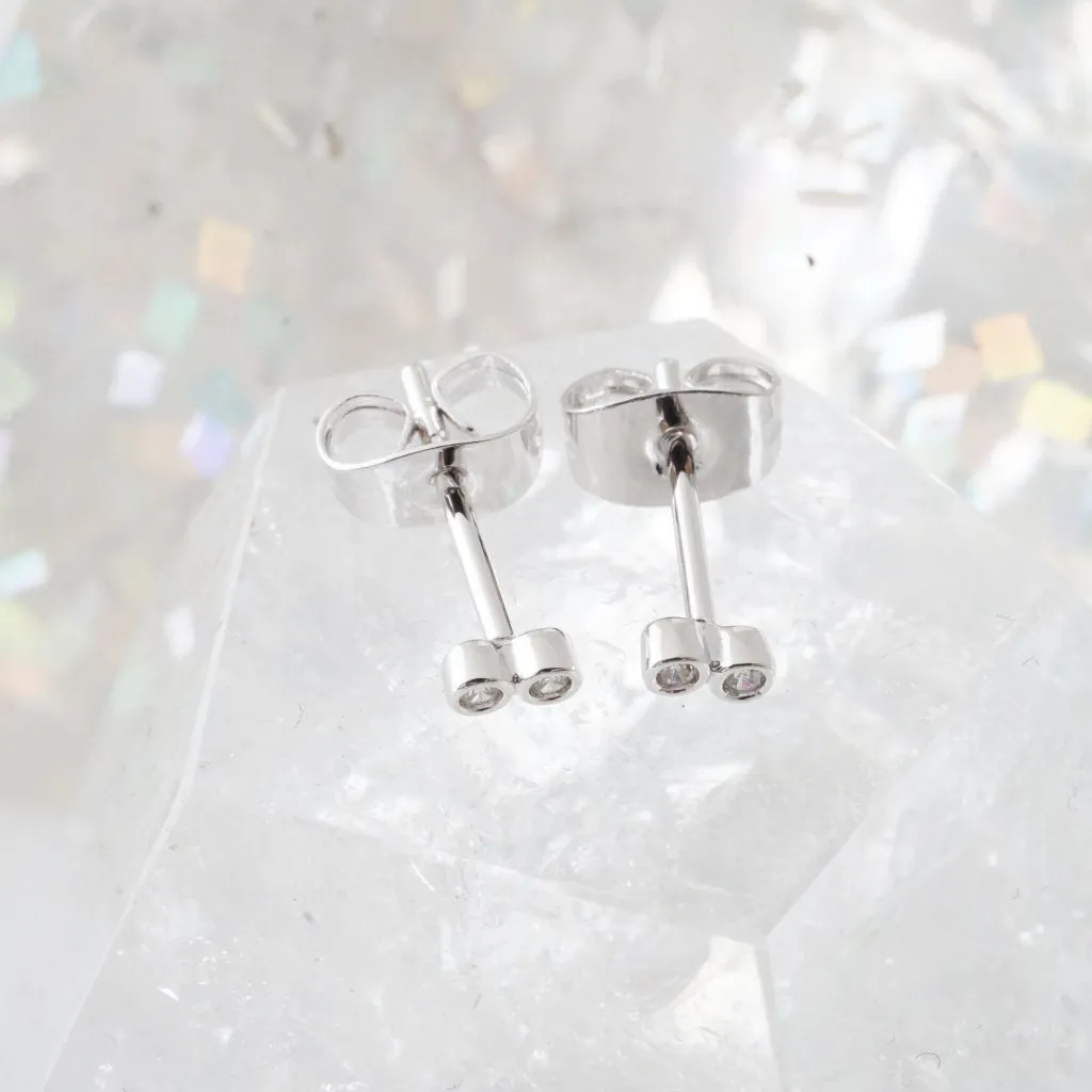 Double Crystal Stud Earrings