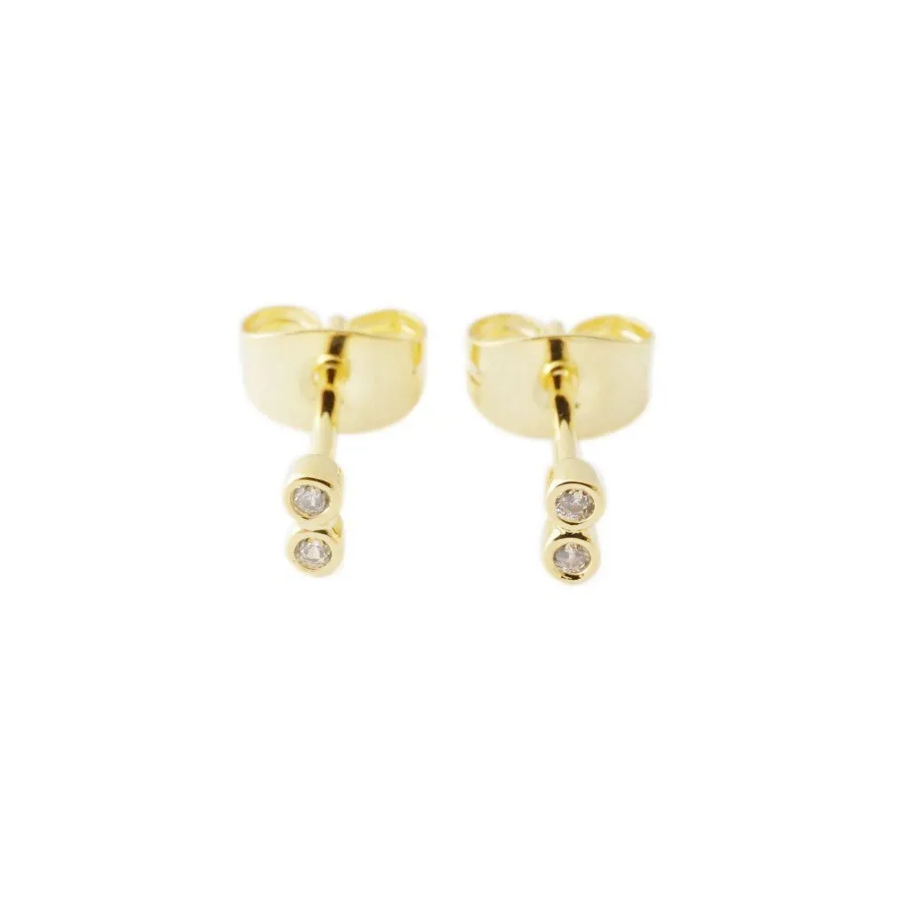 Double Crystal Stud Earrings