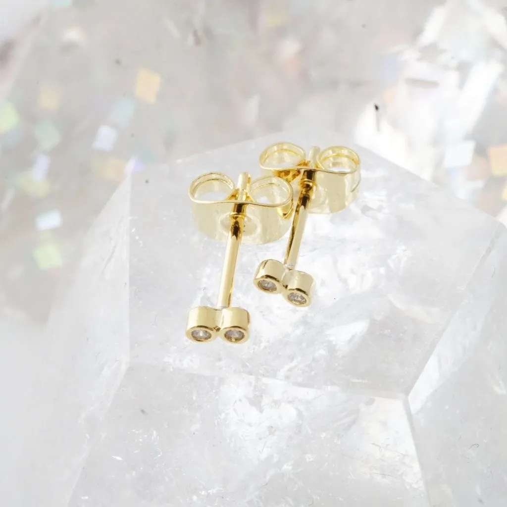 Double Crystal Stud Earrings