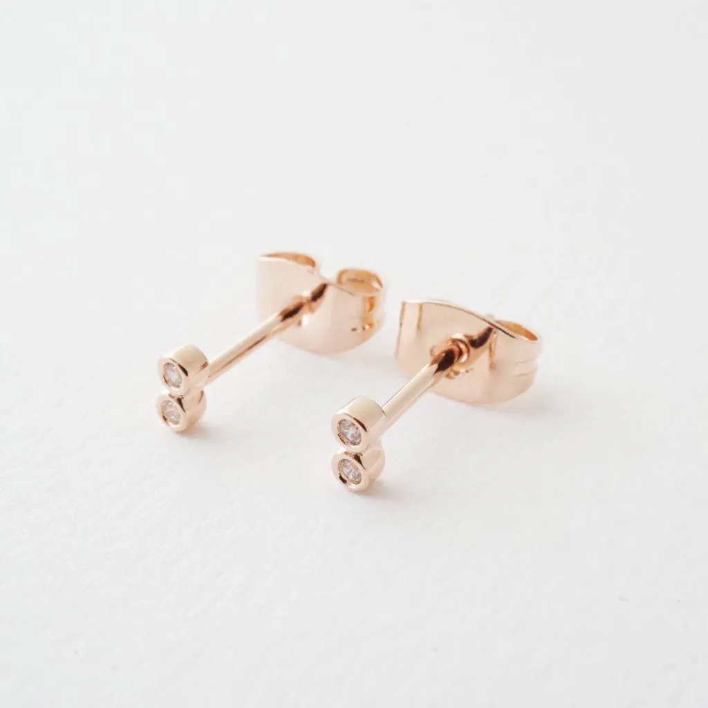 Double Crystal Stud Earrings