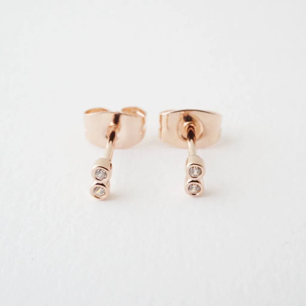 Double Crystal Stud Earrings